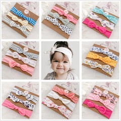 Baby-Kopfbedeckungen aus reinem Baumwollstoff Bowknot-Set Großhandel Nihaojewelry