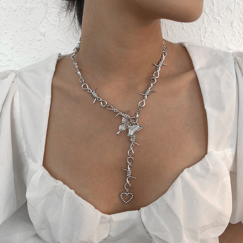 fashion butterfly heart element alloy winding long necklace wholesale Nihaojewelry