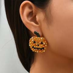 Halloween orange pumpkin ghost earrings wholesale Nihaojewelry