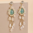 retro rhinestone flower crystal pearl tassel earrings wholesale Nihaojewelrypicture15