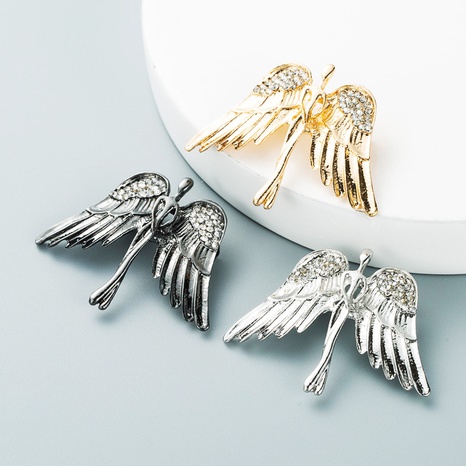 angel wings shape diamond-studded brooch wholesale nihaojewelry's discount tags