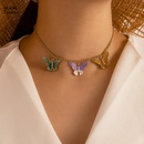 Simple alloy multicolor epoxy resin dripping butterfly necklace wholesale Nihaojewelrypicture7