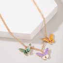 Simple alloy multicolor epoxy resin dripping butterfly necklace wholesale Nihaojewelrypicture9