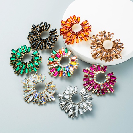 fashion alloy inlaid color rhinestone sunflower earrings wholesale Nihaojewelry's discount tags