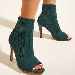 wholesale fish mouth high-heeled knit boots Nihaojewelry