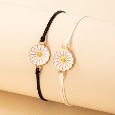 Korean new black and white rope sun flower bracelet set—1