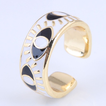 fashion contrast dripping oil eye alloy opening ring—2