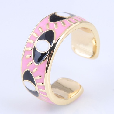 fashion contrast dripping oil eye alloy opening ring—5