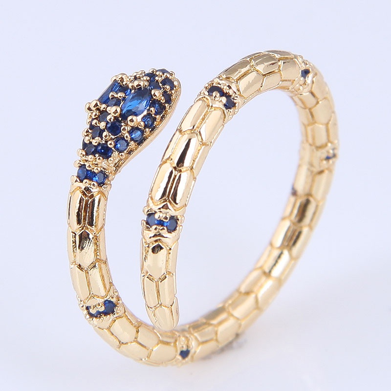 wholesale Koreanischer echter vergoldeter Zirkonium Schlangenkupfer offener Ring Nihaojewelry
