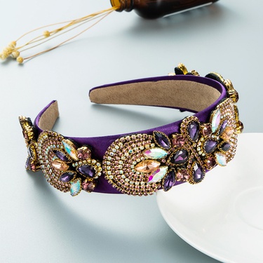 color rhinestone flower baroque headband  jewelry—4