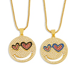 simple fashion design diamond heart eye copper clavicle chain wholesale nihaojewelry