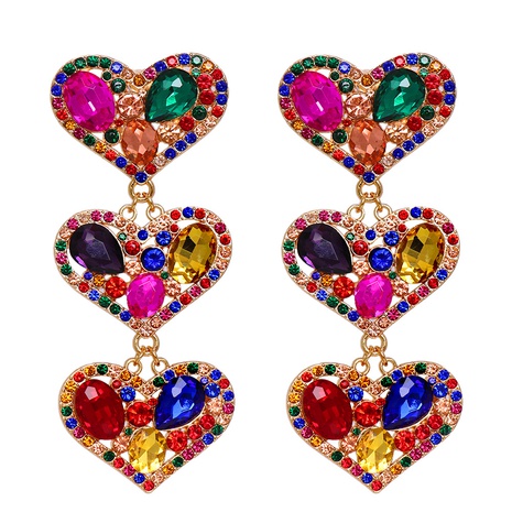 wholesale jewelry retro heart-shaped color diamond pendant earrings nihaojewelry's discount tags