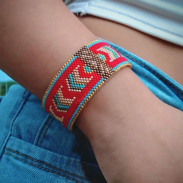geometric hand-woven Miyuki beads ethnic style bracelet  jewelry—1