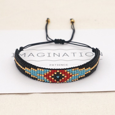 geometric eyes Miyuki beads hand-made woven bracelet  jewelry—1