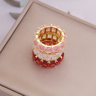 18K gold multicolor zircon ring  jewelry—3