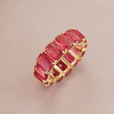 18K gold multicolor zircon ring  jewelry—4