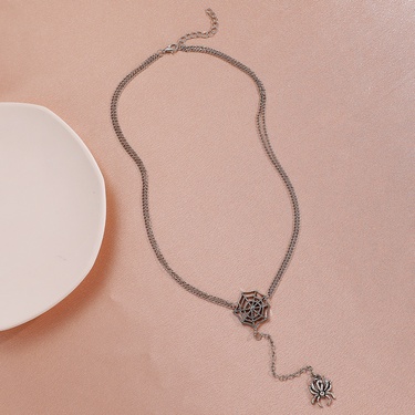 fashion retro spider web tassel chain necklace—2