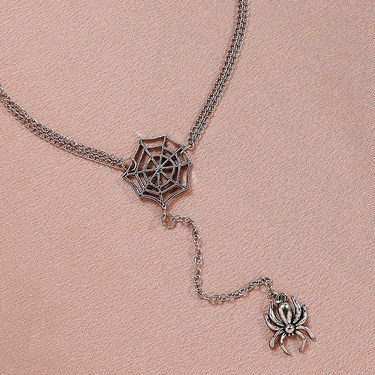 fashion retro spider web tassel chain necklace—4