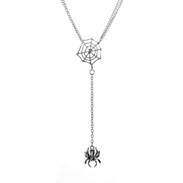 fashion retro spider web tassel chain necklace—5