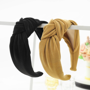 fabric knotted solid color wide-brimmed simple hairband  jewelry—1