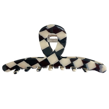 black and white checkerboard lattice geometric catch clip  jewelry—6
