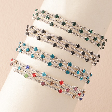 Mehrfarbiges 3-reihiges Diamantarmband Großhandel Schmuck Nihaojewelry's discount tags