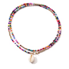 new bohemian colorful miyuki beads shell double necklace wholesale nihaojewelry