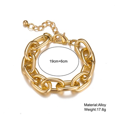 gold thick chain punk style alloy bracelet  jewelry—3