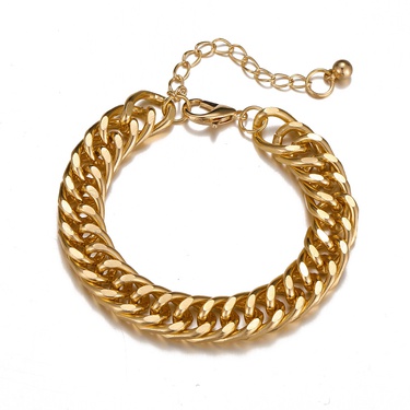 gold thick chain punk style alloy bracelet  jewelry—2