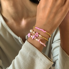 daisy imitation pearl stitching rice bead ethnic style bracelet 3-pieces set wholesale jewelry Nihaojewelry