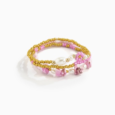 daisy imitation pearl stitching rice bead ethnic style bracelet 3-pieces set  jewelry—4
