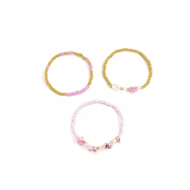 daisy imitation pearl stitching rice bead ethnic style bracelet 3-pieces set  jewelry—5