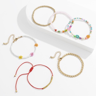 rice bead daisy flower chain bracelet set  jewelry—2