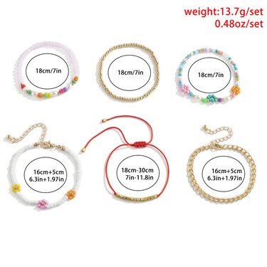 rice bead daisy flower chain bracelet set  jewelry—4