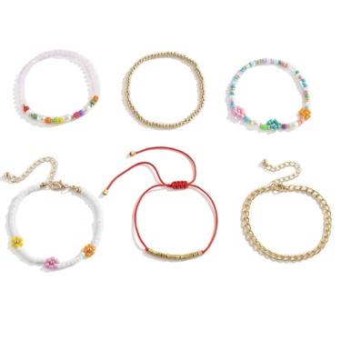 rice bead daisy flower chain bracelet set  jewelry—5