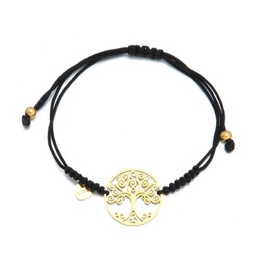 stainless steel tree of life braided rope adjustable bracelet  jewelry—5