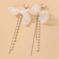 Wholesale Fashion Bowknot Star Pearl Tassel Fabric Earrings Nihaojewelry