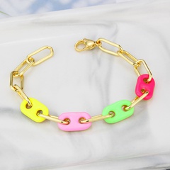 INS Europe and America Cross Border New Color Pig Nose Chain Bracelet AliExpress Foreign Trade in Stock Gold Plated Copper Bracelet