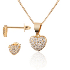 fashion inlaid zirconium heart-shaped pendant earrings copper set wholesale nihaojewelry