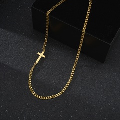 European and American Temperament Cross Necklace Titanium Steel Simple Cuban Link Chain Ins Special-Interest Design Trend Necklace Jewelry Wholesale