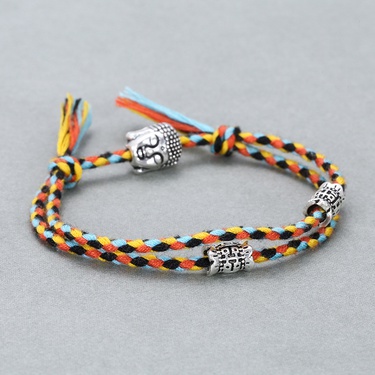 alloy Buddha head cotton rope bracelet jewelry—5