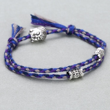 alloy Buddha head cotton rope bracelet jewelry—3