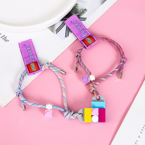 assembling building blocks heart couple bracelet a pair jewelry wholesale Nihaojewelry's discount tags