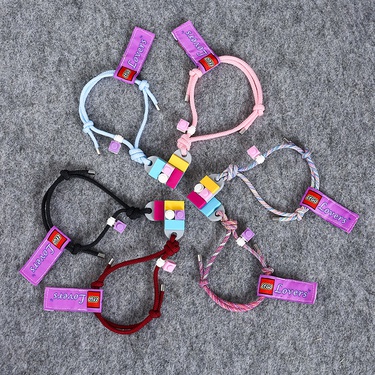 assembling building blocks heart couple bracelet a pair jewelry—3