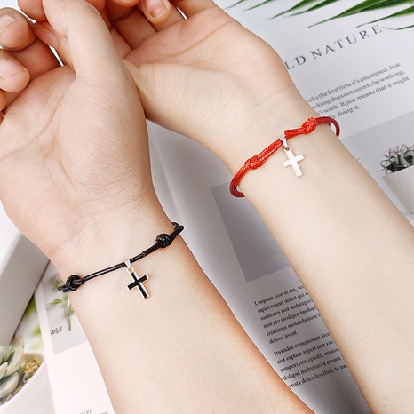 alloy cross wax rope simple couple bracelet a pair jewelry wholesale Nihaojewelry's discount tags