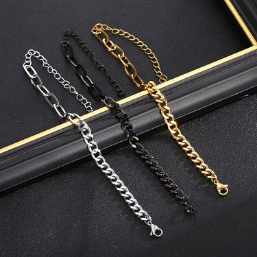 European and American New Fashion Simple Grinding Cross Stainless Steel Chain Bracelet Men and Women Jewelry  Foreign Trade Exclusive—1