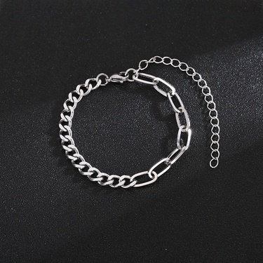 European and American New Fashion Simple Grinding Cross Stainless Steel Chain Bracelet Men and Women Jewelry  Foreign Trade Exclusive—4