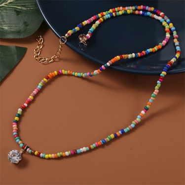simple hand-woven beads color necklace—3