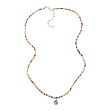 simple hand-woven beads color necklace—5