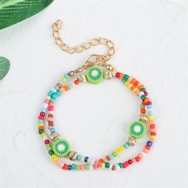 kiwi cute fruit handmade beaded multilayer bracelet  jewelry—2